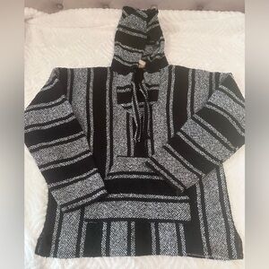 Black and White Striped Baja Hoodie